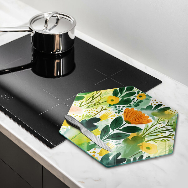 Glass kitchen board Painted flowers
