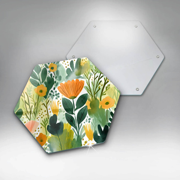 Glass kitchen board Painted flowers
