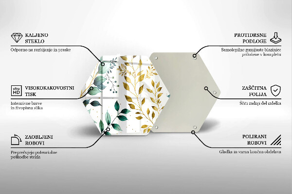 Glass kitchen board Green and golden leaves