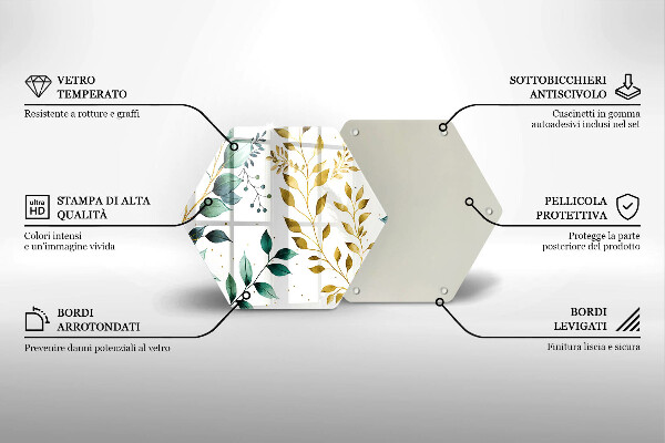 Glass kitchen board Green and golden leaves