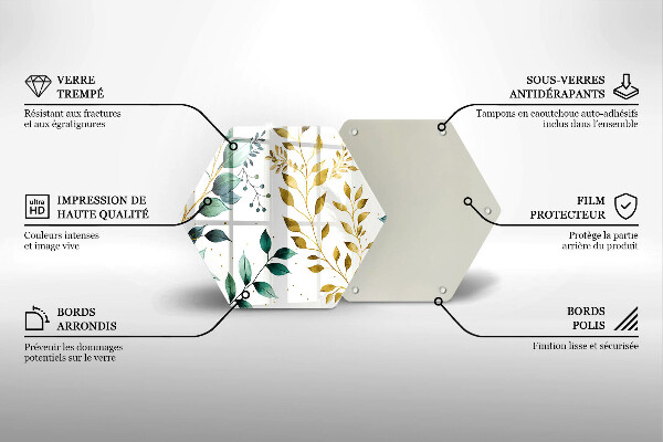 Glass kitchen board Green and golden leaves