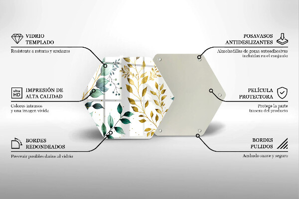 Glass kitchen board Green and golden leaves