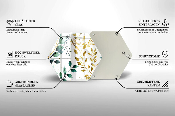 Glass kitchen board Green and golden leaves