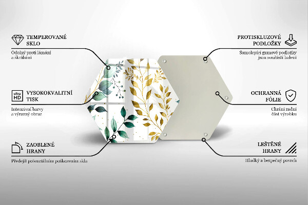 Glass kitchen board Green and golden leaves