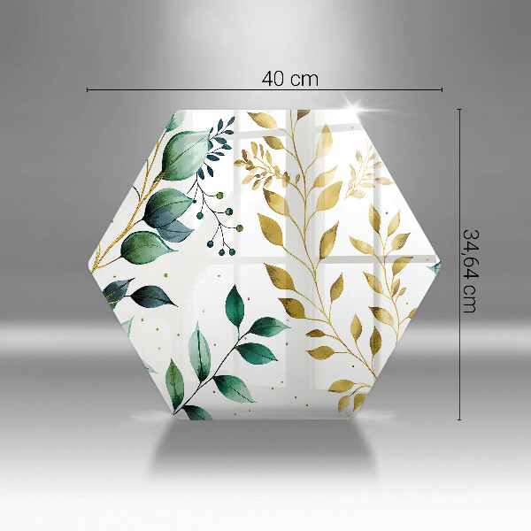 Glass kitchen board Green and golden leaves