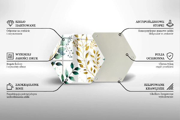 Glass kitchen board Green and golden leaves