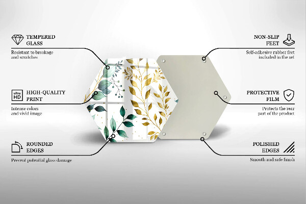 Glass kitchen board Green and golden leaves