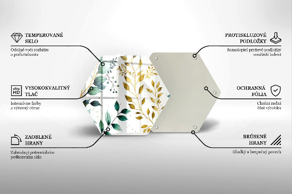 Glass kitchen board Green and golden leaves