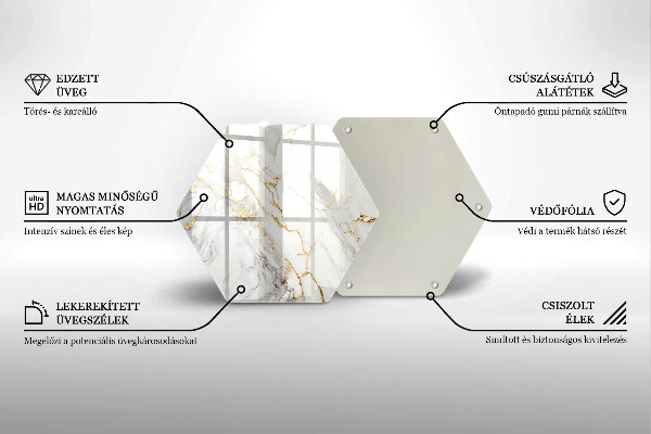 Glass worktop protector Light marble with gold