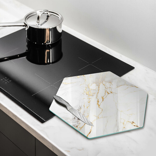 Glass worktop protector Light marble with gold