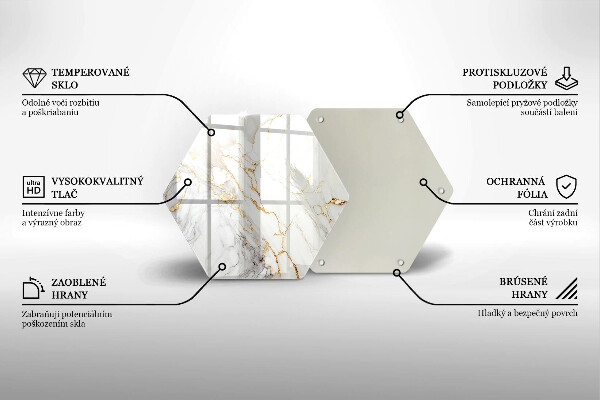 Glass worktop protector Light marble with gold