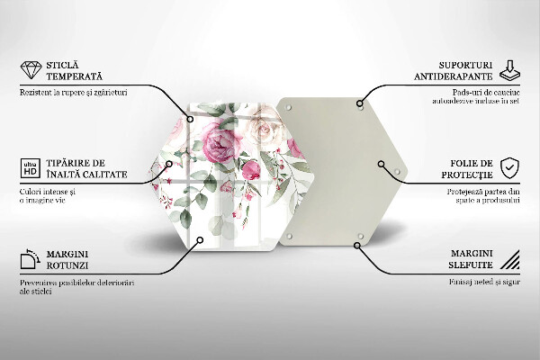 Glass worktop protector Watercolor roses