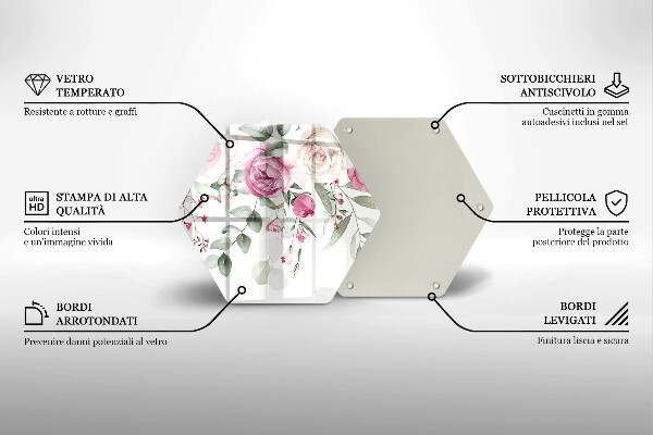 Glass worktop protector Watercolor roses