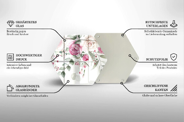 Glass worktop protector Watercolor roses