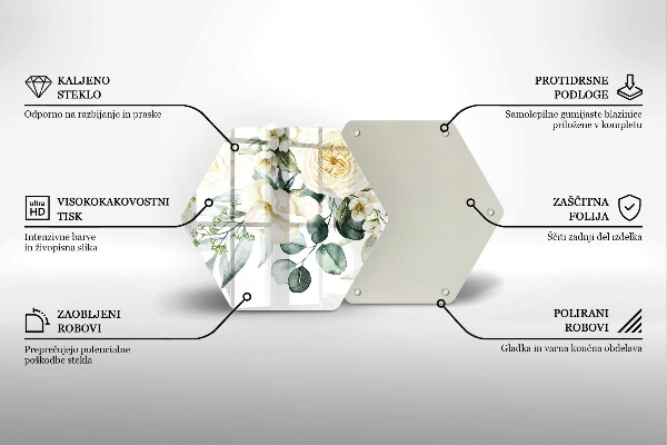 Glass worktop protector Watercolor flowers