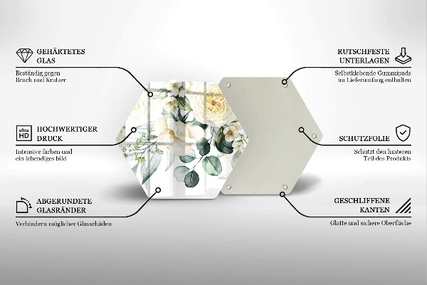 Glass worktop protector Watercolor flowers