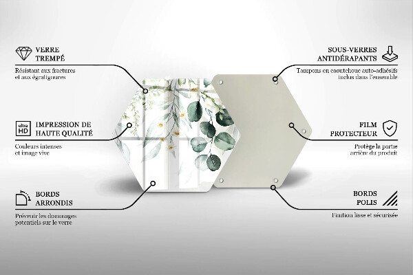 Glass worktop protector Watercolor plants