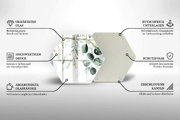 Glass worktop protector Watercolor plants