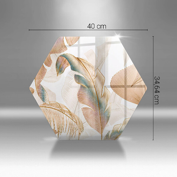 Glass worktop protector Boho feathers and leaves