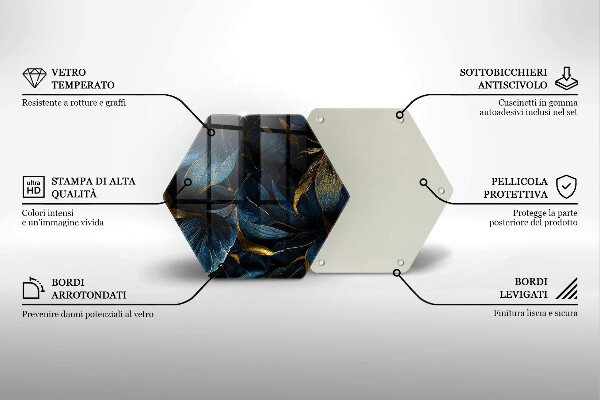 Chopping board Decorative leaves with gold