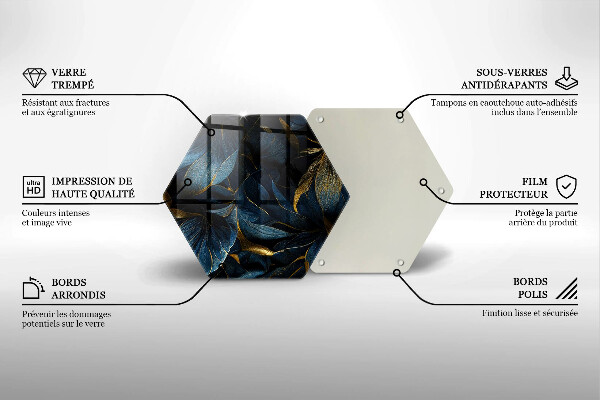 Chopping board Decorative leaves with gold