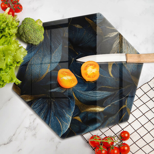 Chopping board Decorative leaves with gold