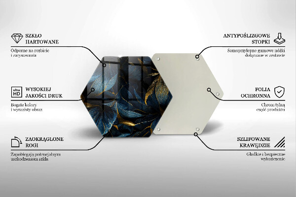 Chopping board Decorative leaves with gold