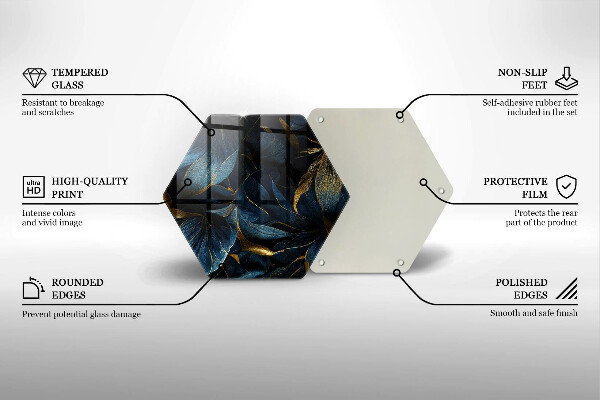 Chopping board Decorative leaves with gold