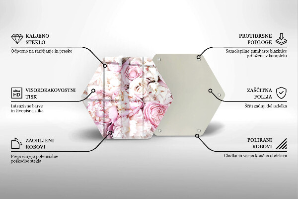 Glass worktop saver Peony bouquet