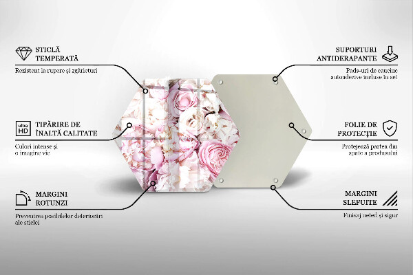 Glass worktop saver Peony bouquet