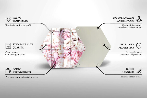 Glass worktop saver Peony bouquet