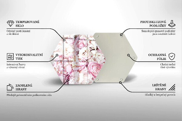 Glass worktop saver Peony bouquet