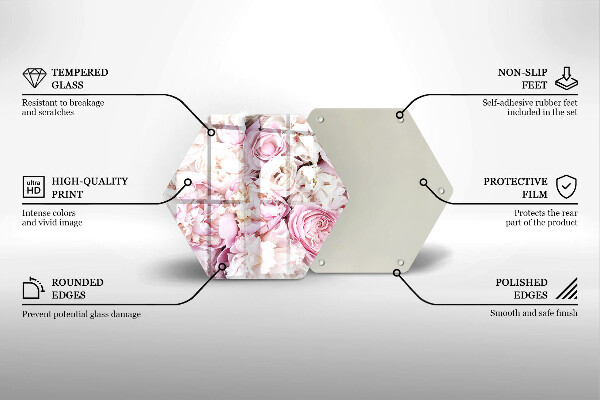 Glass worktop saver Peony bouquet