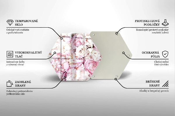 Glass worktop saver Peony bouquet