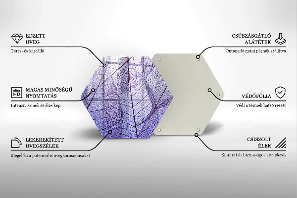 Glass worktop saver Leaves with veins