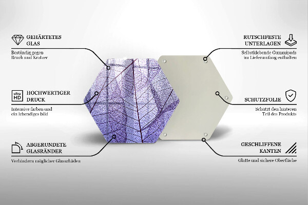 Glass worktop saver Leaves with veins