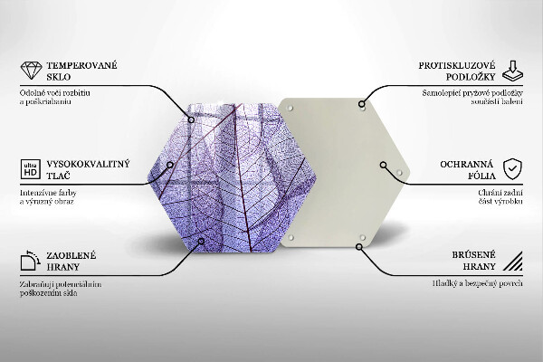 Glass worktop saver Leaves with veins