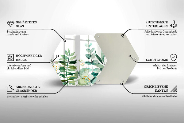 Glass worktop saver Plant leaves illustration