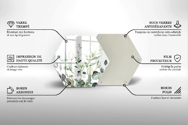 Glass worktop saver Watercolor plants