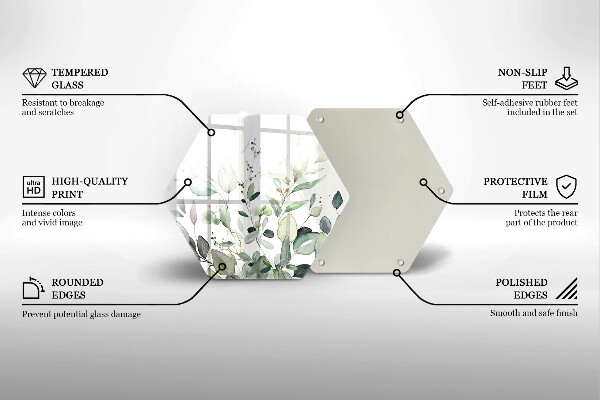 Glass worktop saver Watercolor plants