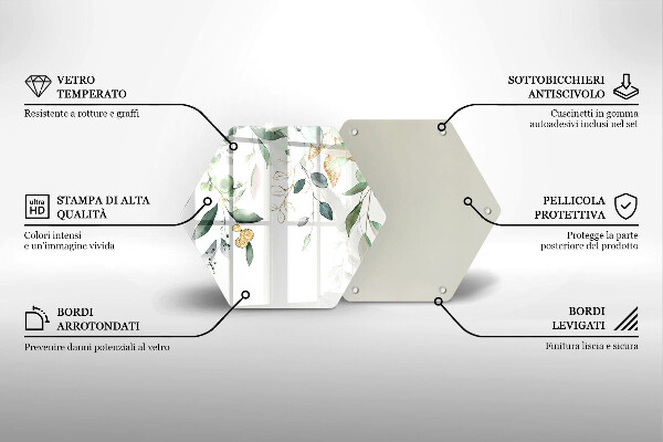 Glass worktop saver Watercolor leaves