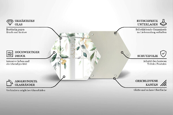 Glass worktop saver Watercolor leaves