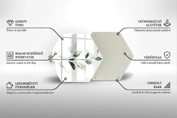 Glass worktop saver Watercolor leaves