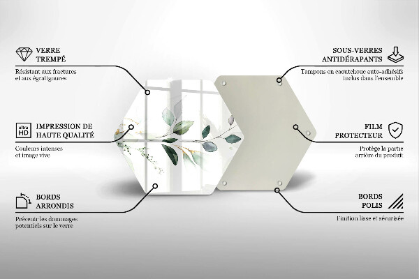 Glass worktop saver Watercolor leaves