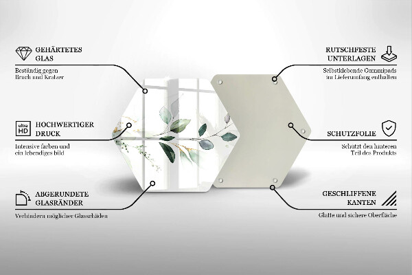 Glass worktop saver Watercolor leaves