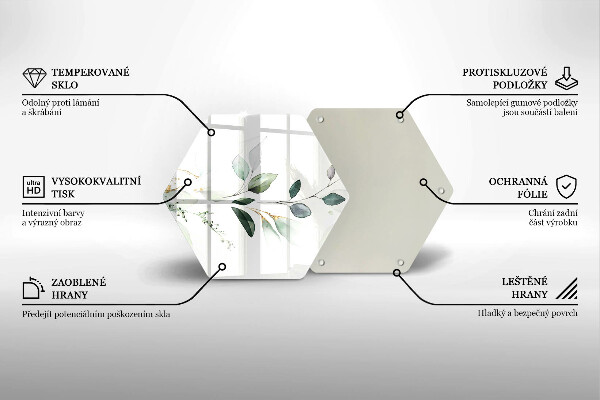 Glass worktop saver Watercolor leaves