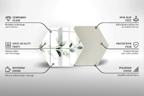 Glass worktop saver Watercolor leaves