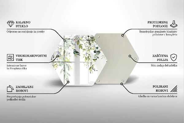 Glass worktop saver Decorative leaves and flowers