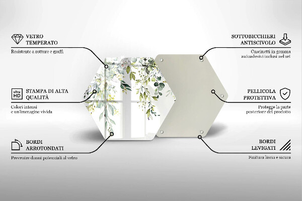 Glass worktop saver Decorative leaves and flowers