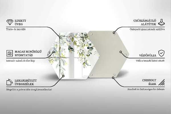 Glass worktop saver Decorative leaves and flowers